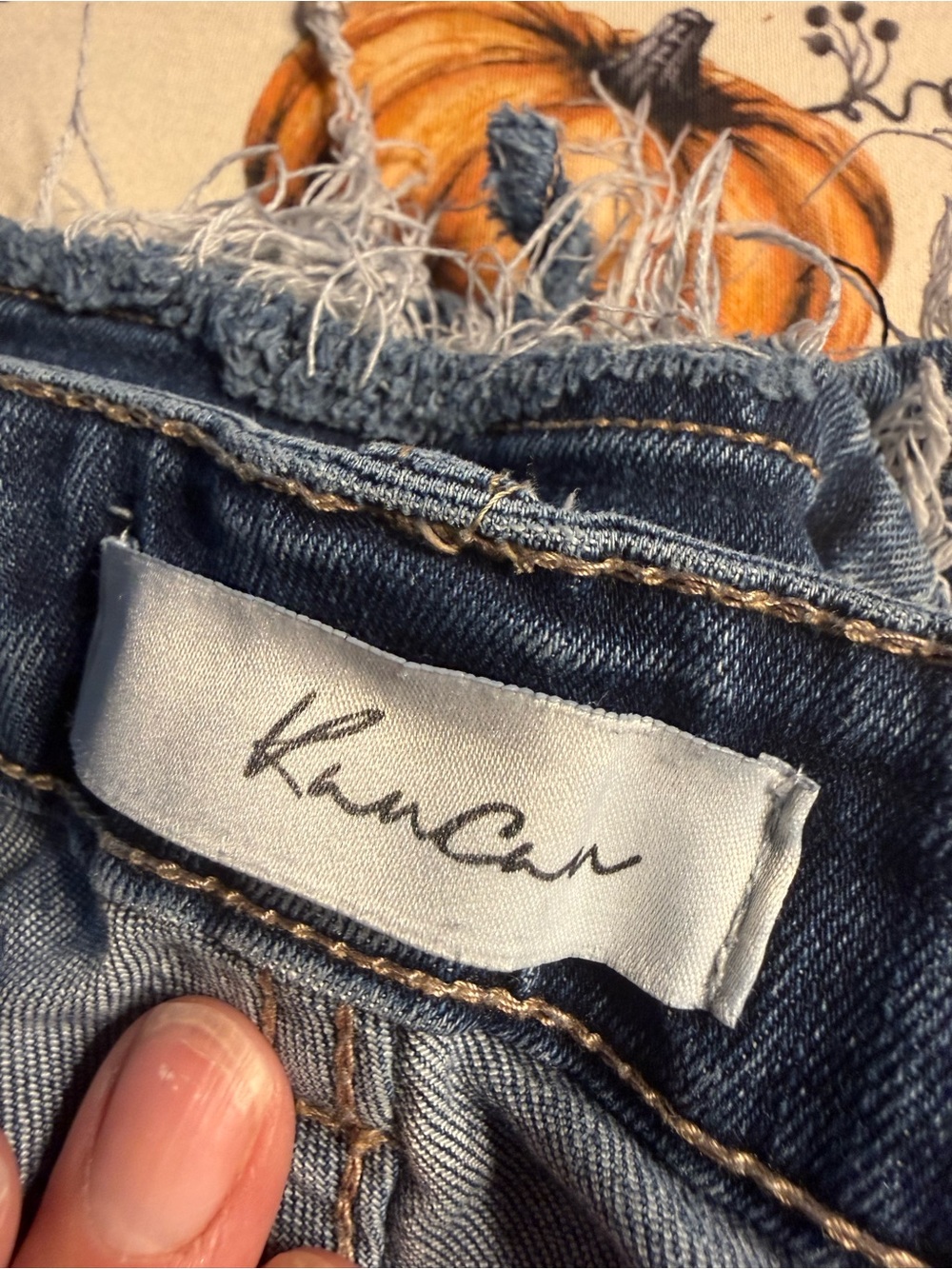 KanCan Frayed Hem Dark Blue Cropped Jeans